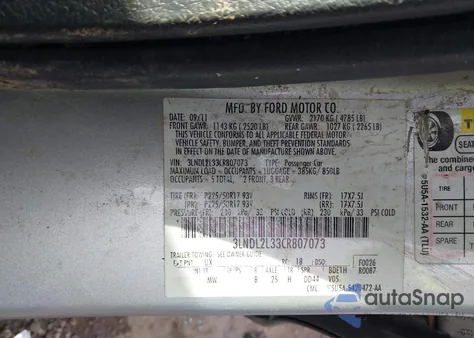2012 Lincoln Mkz Hybrid from USA, damaged, VIN 3LNDL2L33CR807073